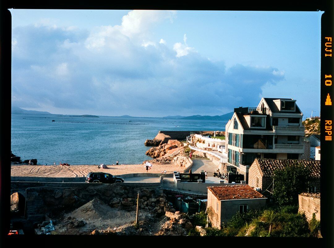 abandoned coastal house at dusk